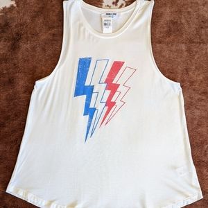 Double Zero White Lightning Bolt Tank NWT